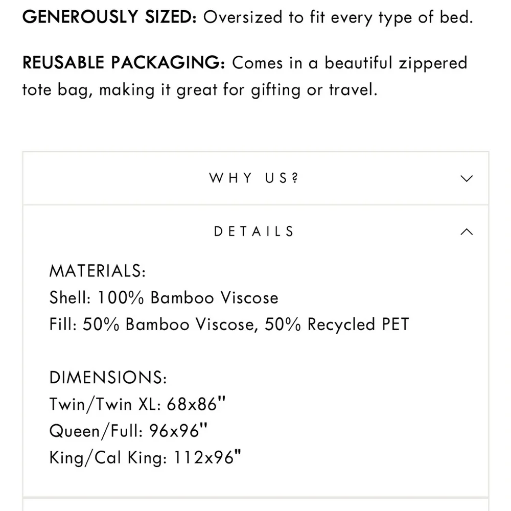 Simply Organic Bamboo comforter white king + duvet cover